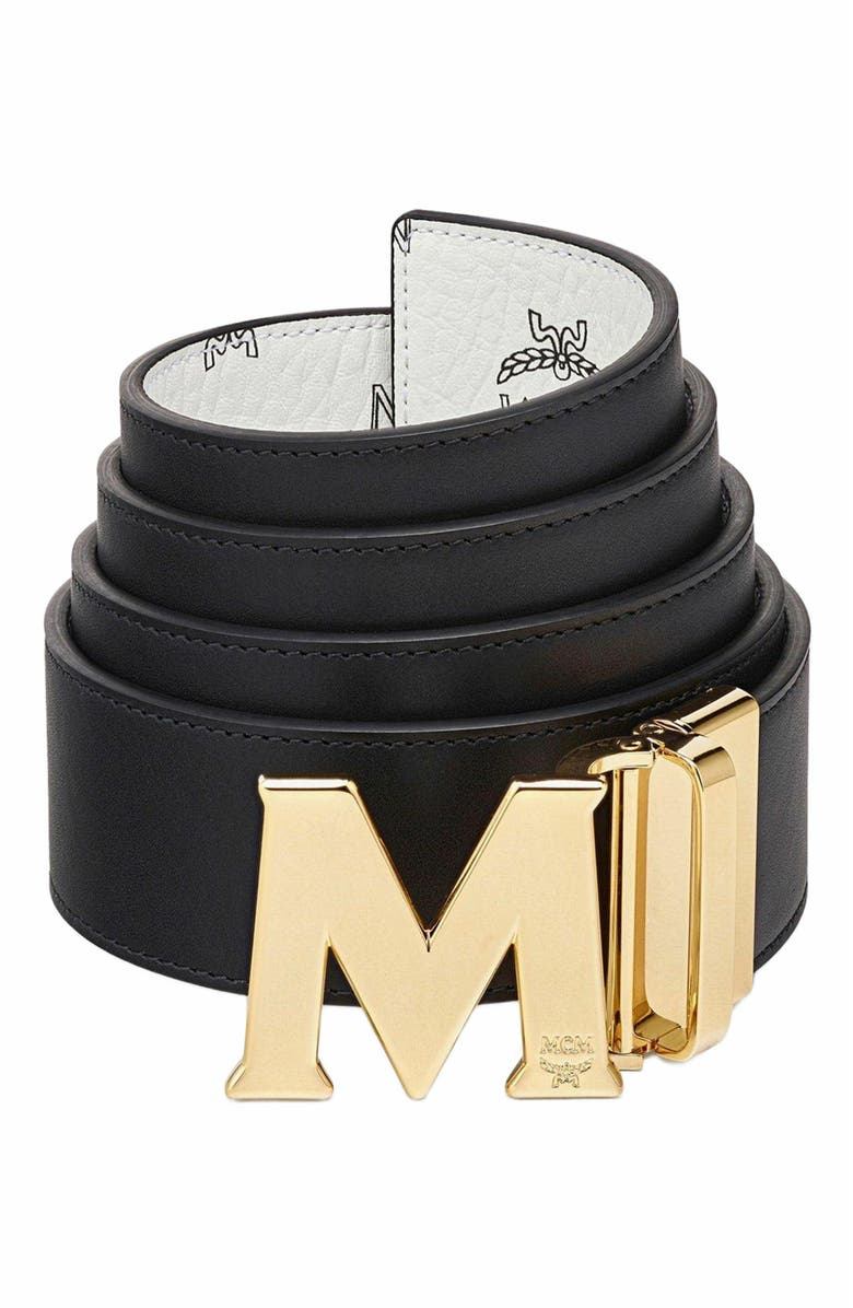 MCM Claus M Reversible Belt 1.75 in Visetos, Alternate, color, 