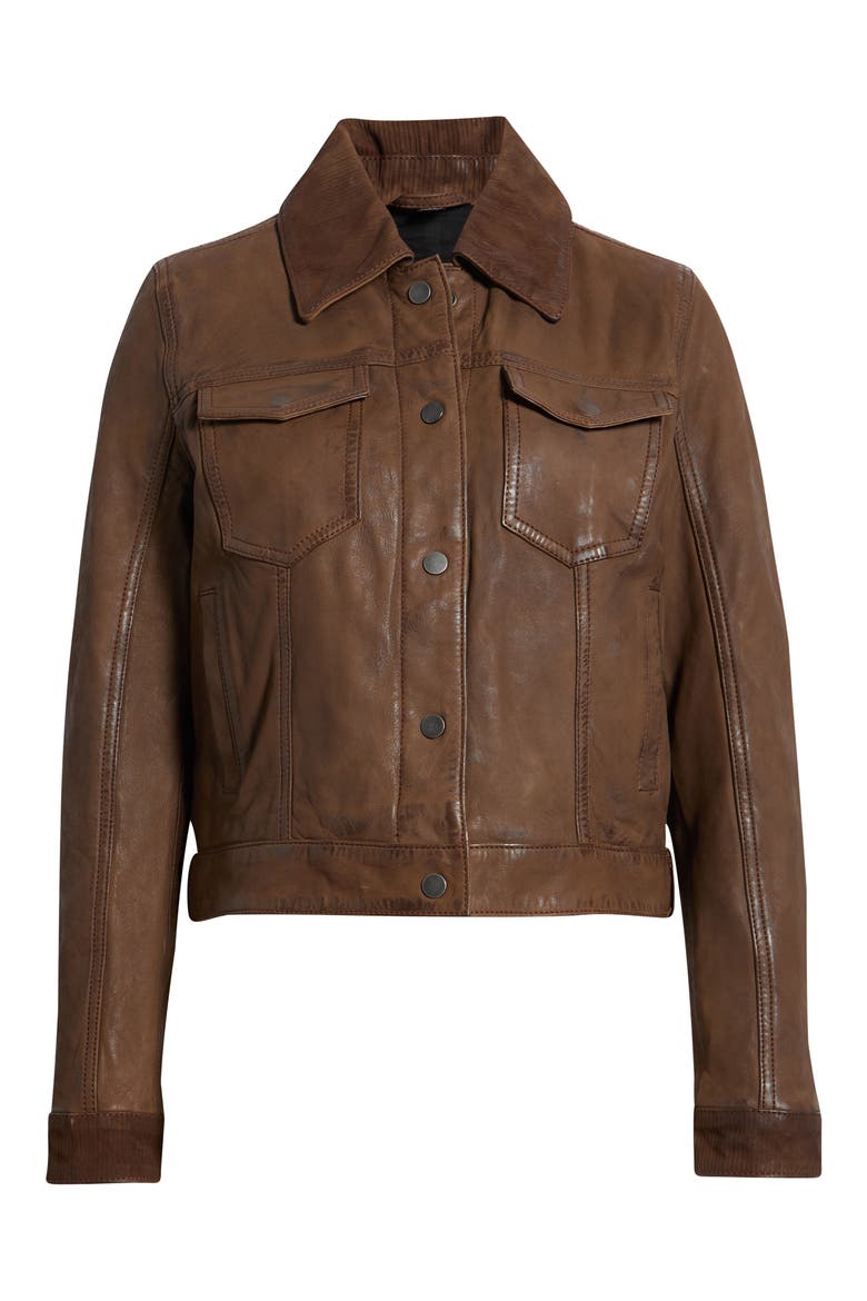Klara Leather Jacket, Alternate, color, DARK WHISKEY