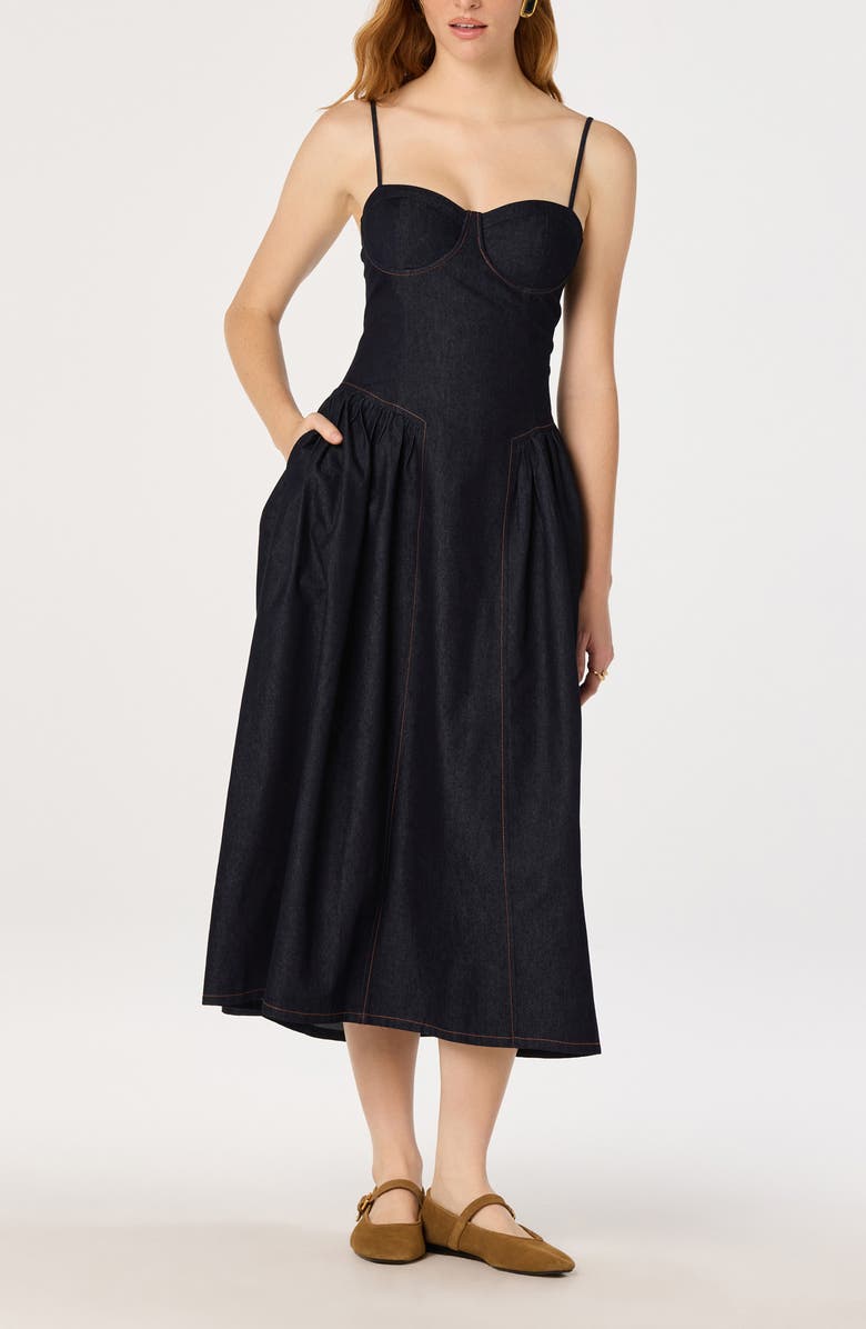 ASTR the Label Margaux Denim Dress, Alternate, color, Dark Denim