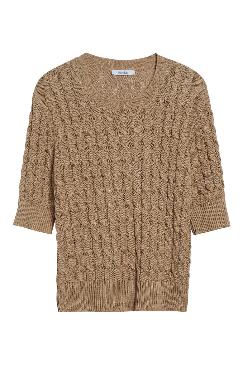 Talamo Cable Knit Linen Sweater, Alternate, color, DESERT