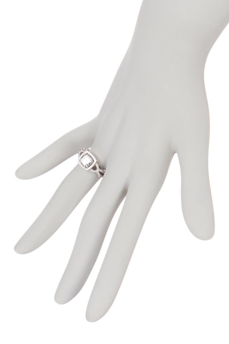Sterling Silver Asscher-Cut White CZ Ring, Alternate, color, WHITE