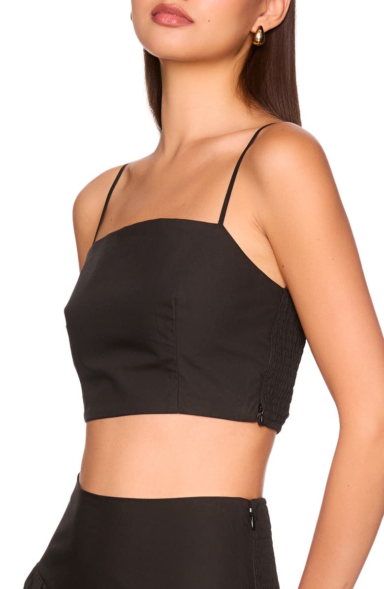 Susana Monaco Smocked Back Crop Cotton Poplin Top, Alternate, color, 