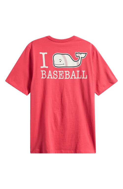 Vineyard Vines Kids' Baseball Whale Long Sleeve Pocket Graphic T-shirt In Sailors Red