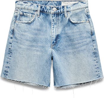 Kaia Raw Hem High Waist Relaxed Fit Denim Shorts