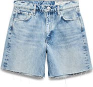 rag & bone Kaia Raw Hem High Waist Relaxed Fit Denim Shorts