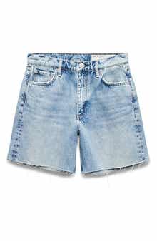 rag & bone Kaia Raw Hem High Waist Relaxed Fit Denim Shorts