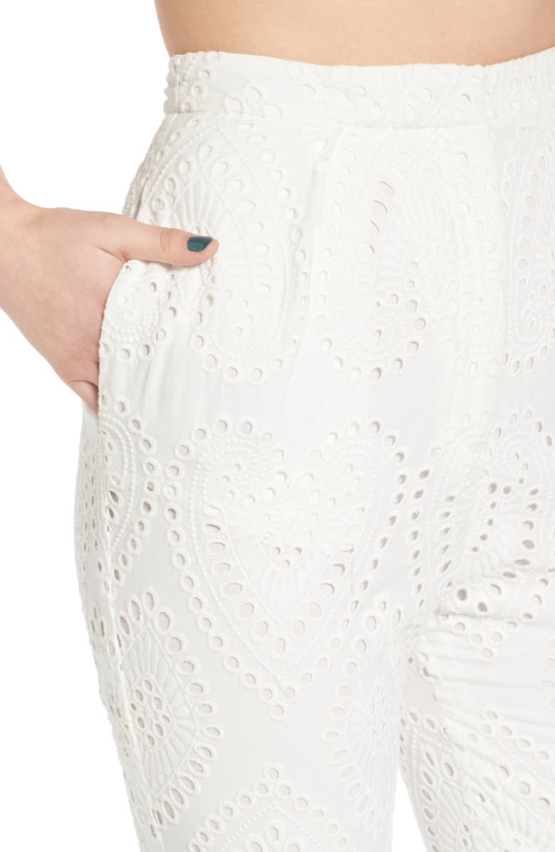 WAYF Piper High Waist Eyelet Crop Pants, Alternate, color, 