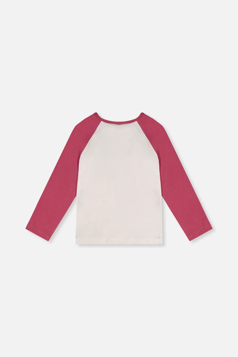 Contrast Raglan Organic Cotton Flowers Crew Neck T-Shirt, Alternate, color, Pinkish Violet and White