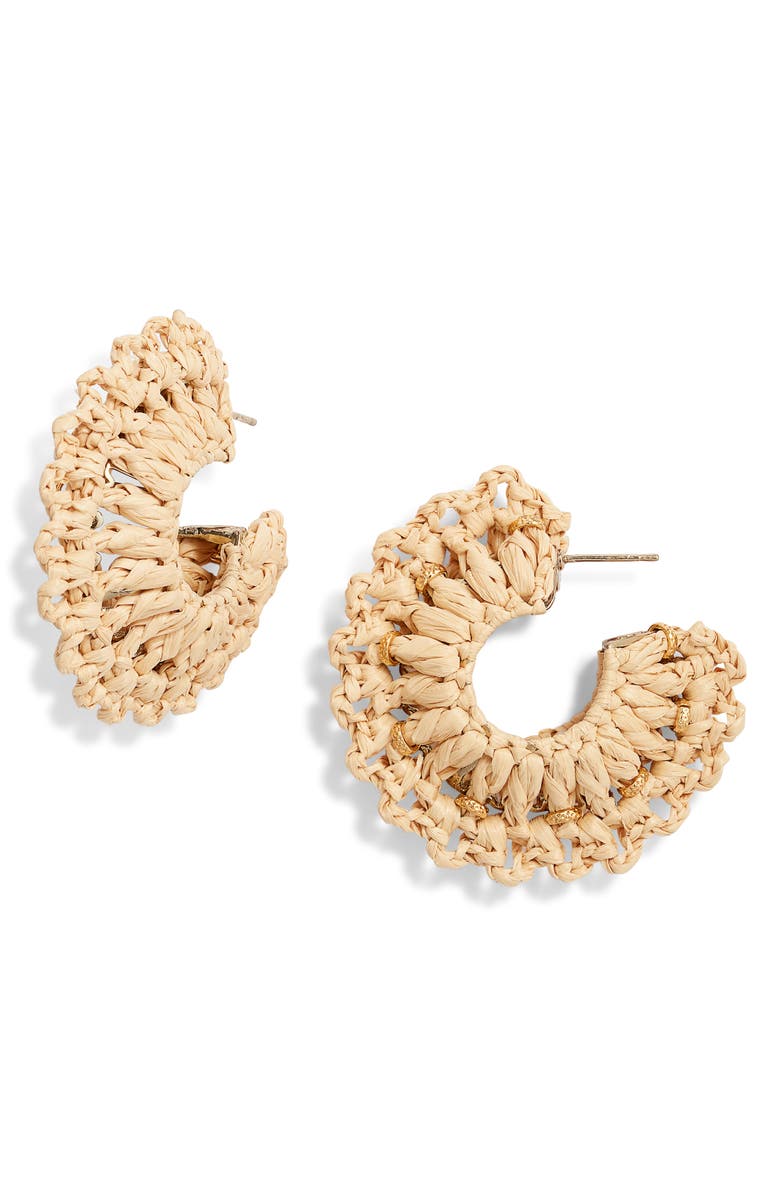 Gas Bijoux Crocus Raffia Hoop Earrings, Main, color,