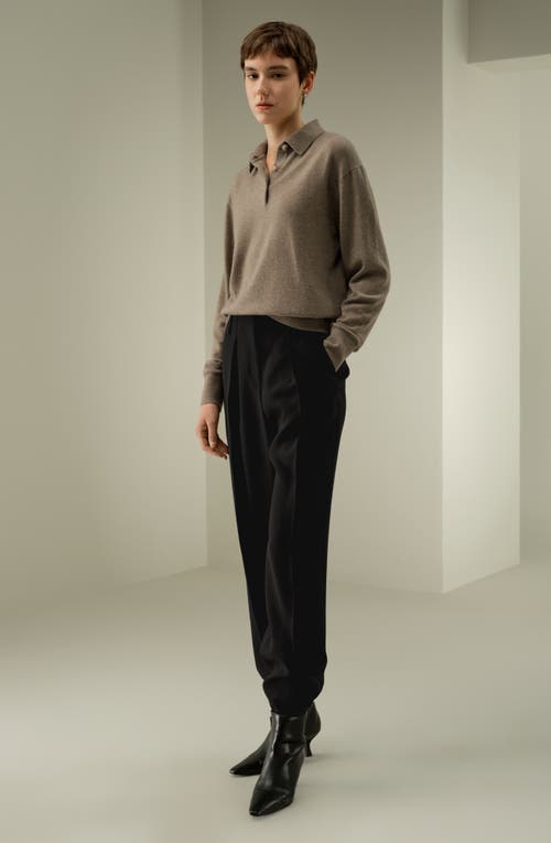 Lilysilk Baby Cashmere Long-sleeve Polo Shirt In Gray