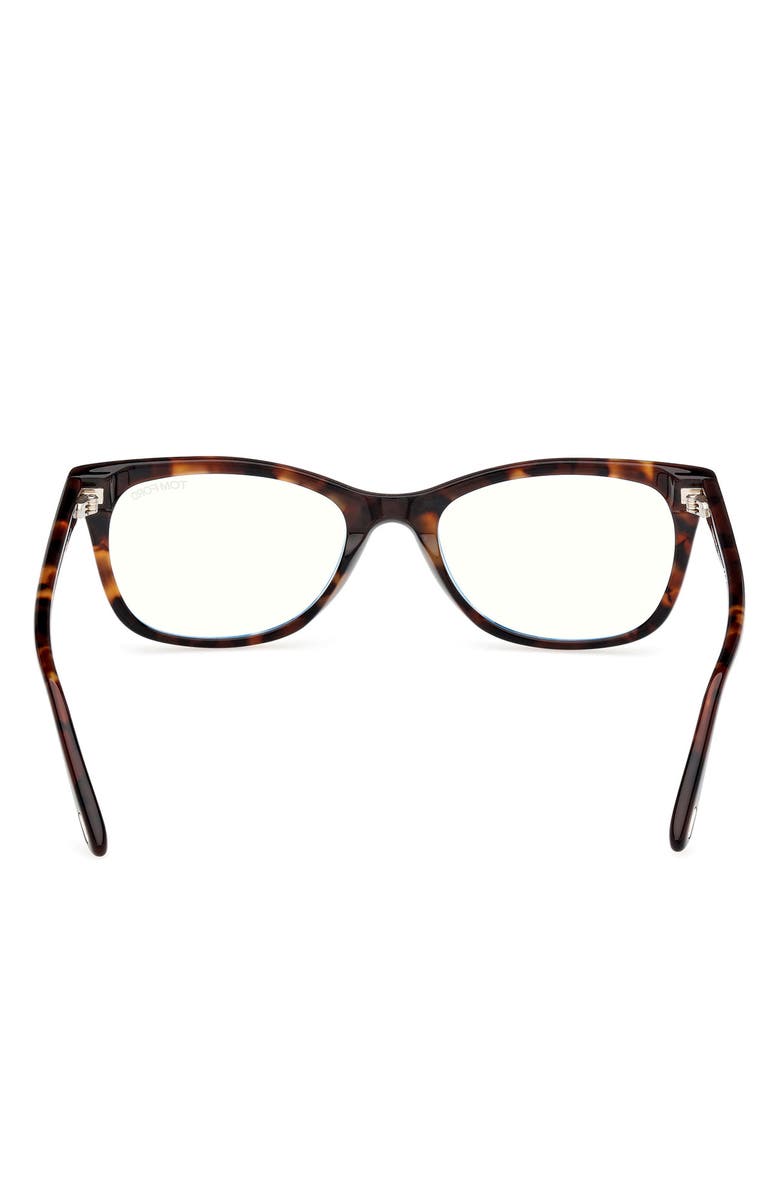 TOM FORD 52mm Square Blue Light Blocking Glasses, Alternate, color, Havana Eco / T Logo