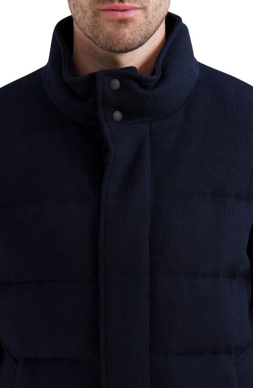 Cole Haan Padded Down Wool Blend Jacket In Blue