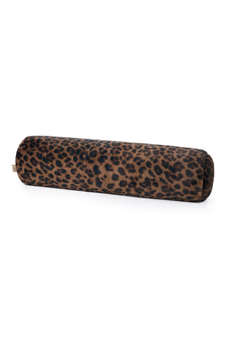 Everett Faux Fur Bolster Accent Pillow, Alternate, color, BLACK LEOPARD