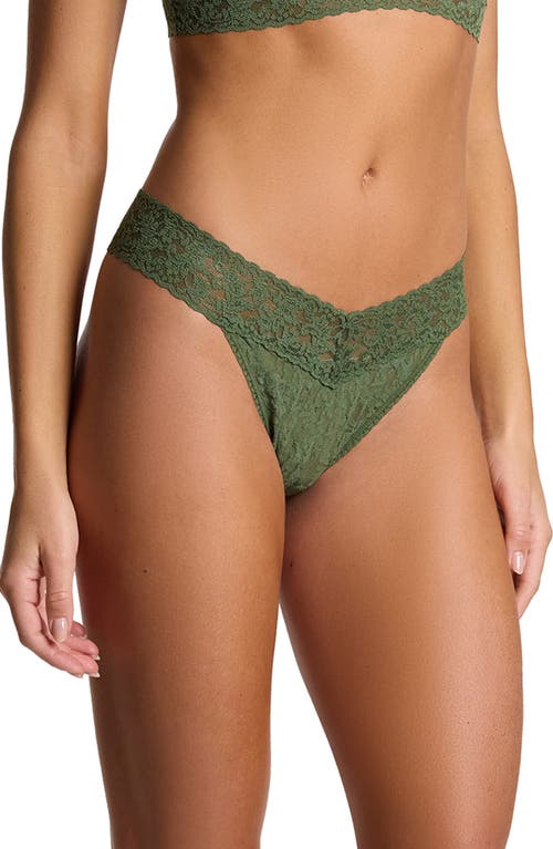 Hanky Panky Printed Signature Lace Original Rise Thong In Green