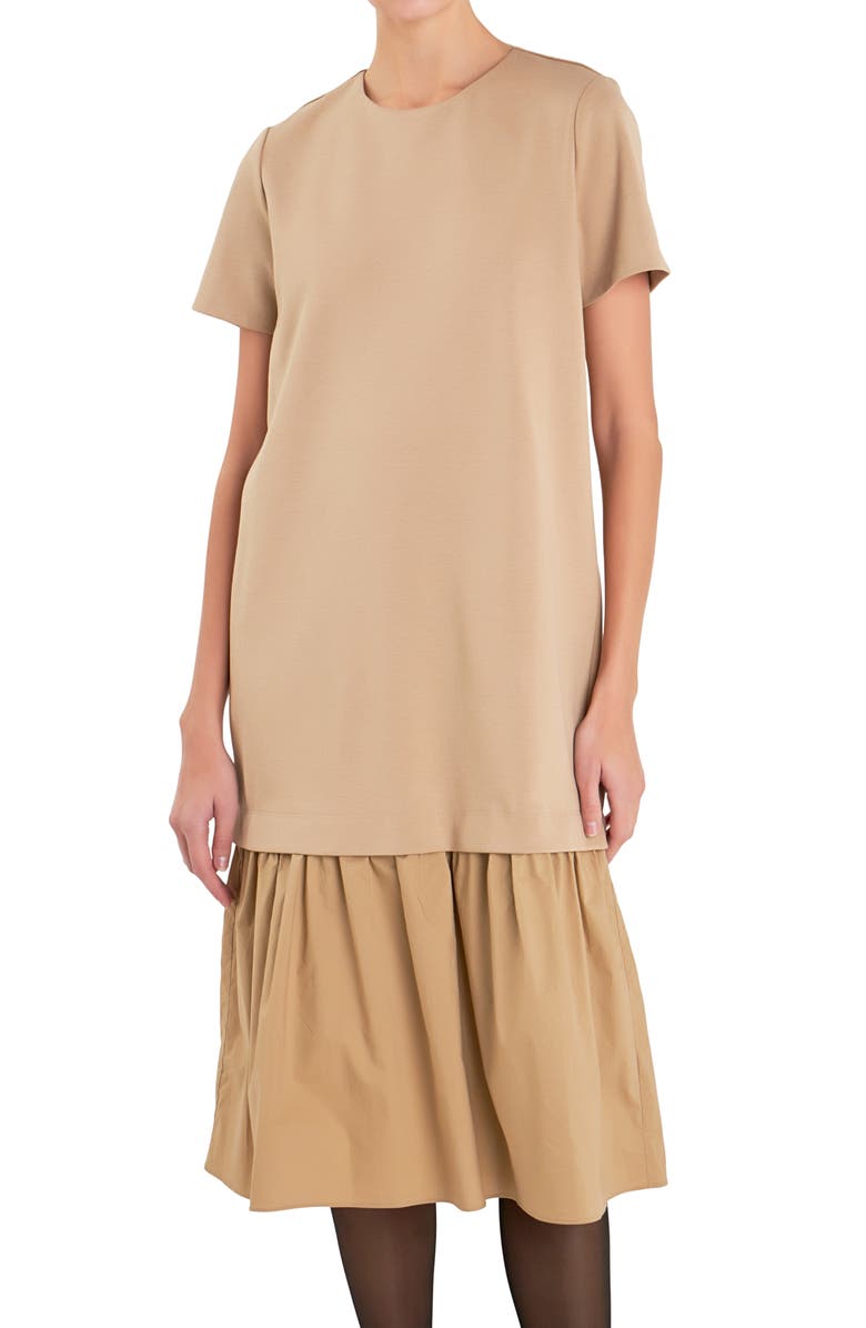 English Factory Mixed Media T-Shirt Dress, Alternate, color, 