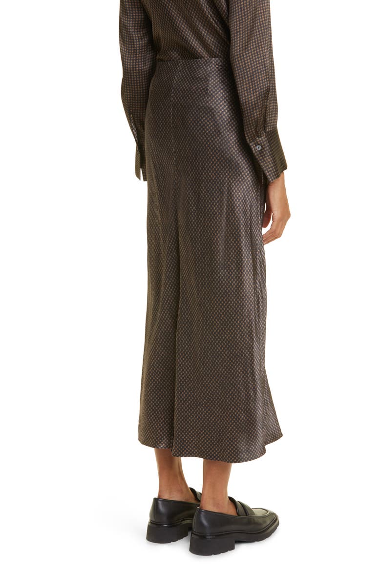 Brushed Houndstooth Check Satin Slip Skirt, Alternate, color, BLACK/CAMEL