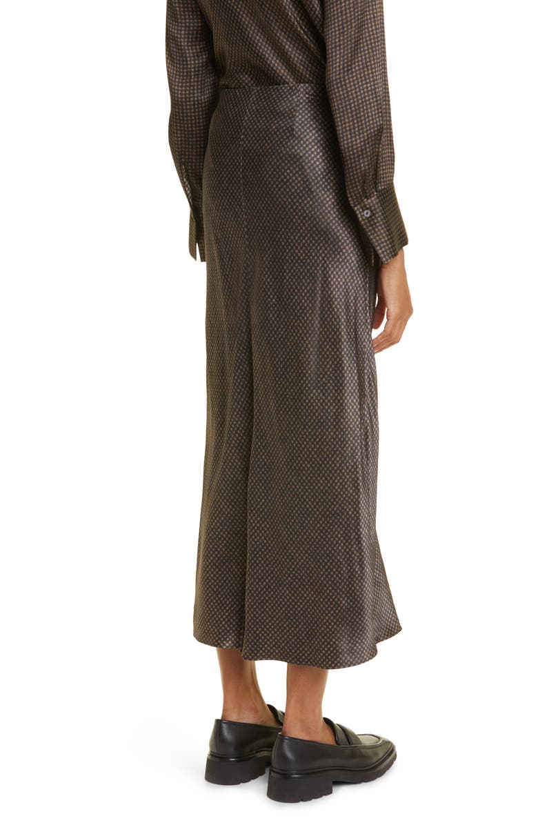 Vince Brushed Houndstooth Check Satin Slip Skirt, Alternate, color, Black/Camel