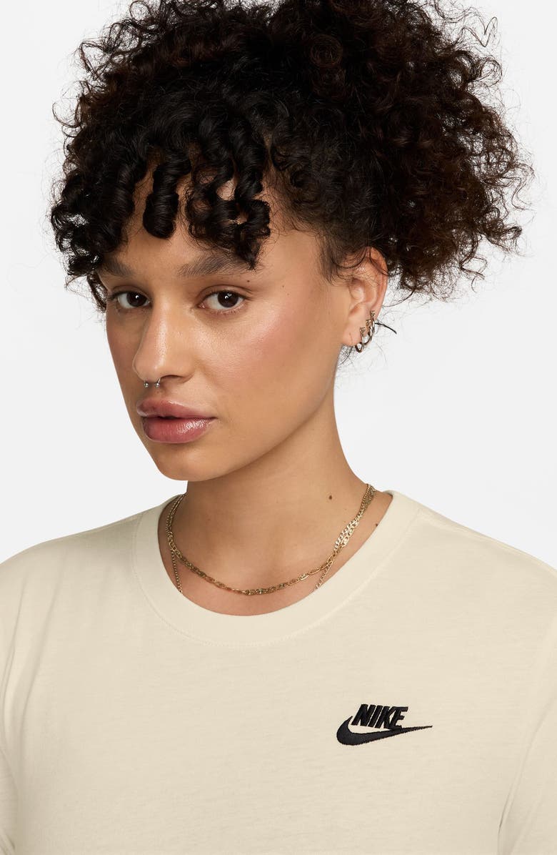 Nike Club Logo Cotton Long Sleeve Graphic T-Shirt, Alternate, color, Pale Ivory/ Black