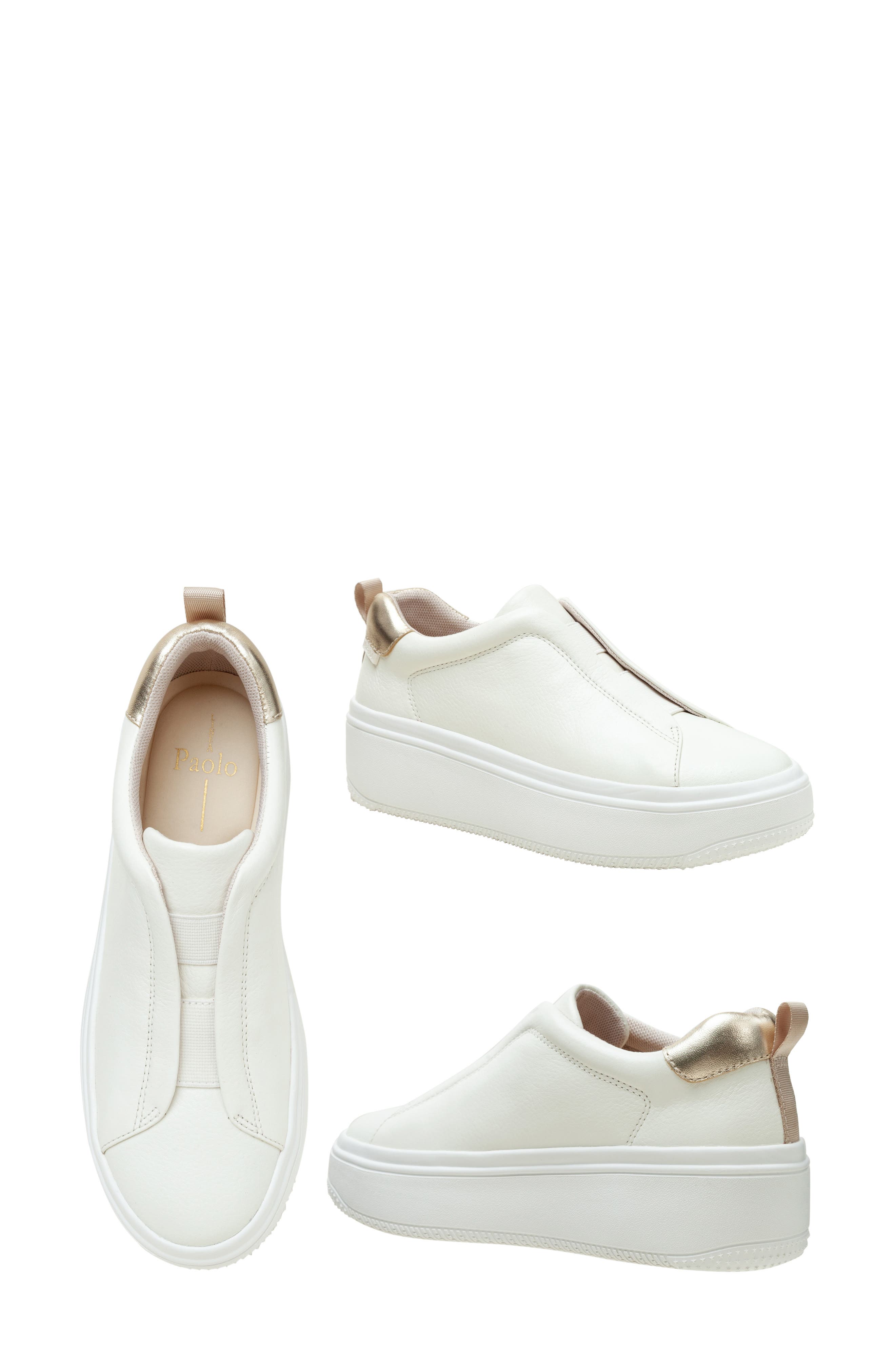 Linea Paolo Golde Platform Sneaker, Alternate, color, White/ Gold