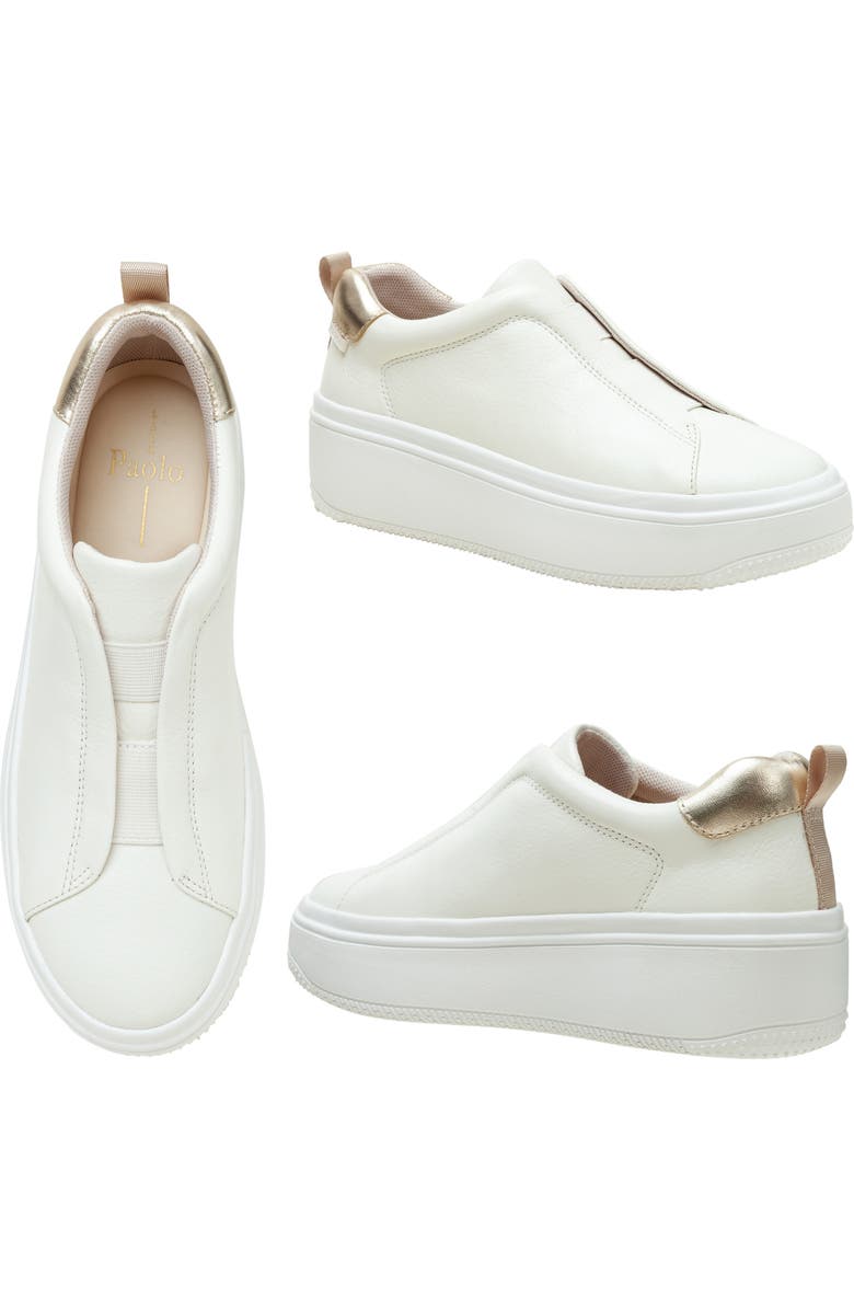 Linea Paolo Golde Platform Sneaker, Alternate, color, White/ Gold
