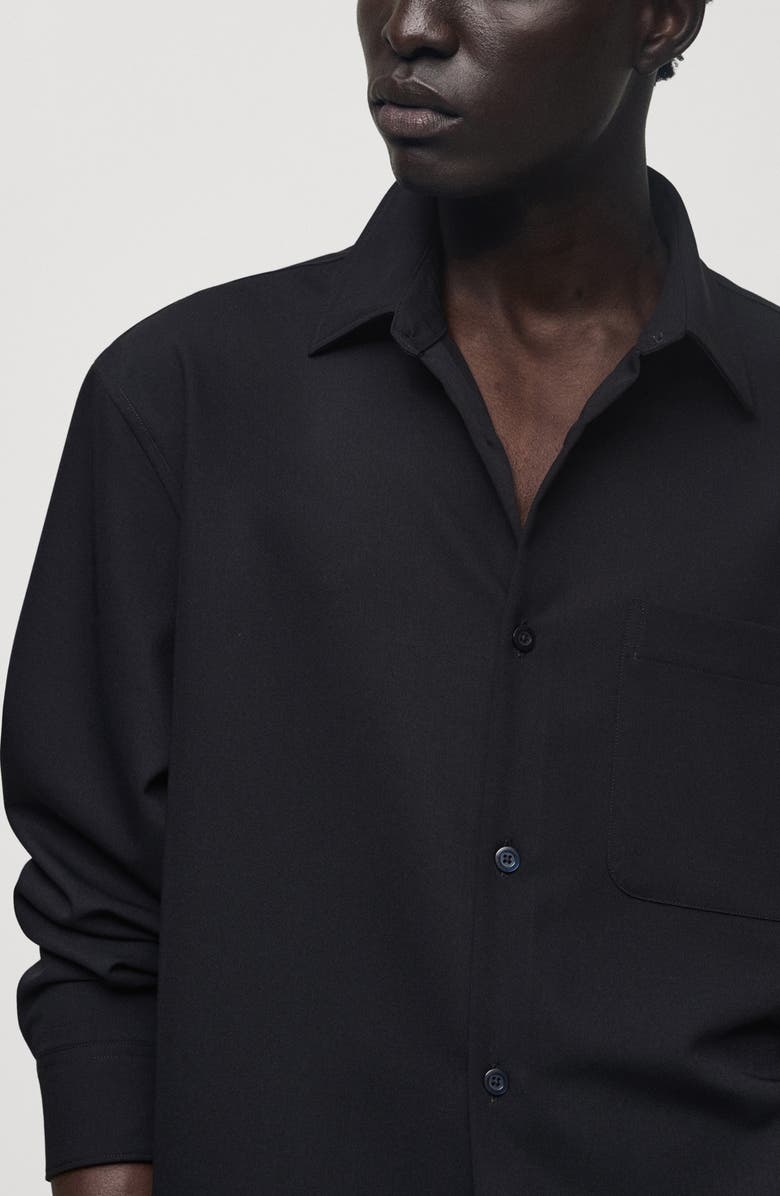 MANGO Regular Fit Stretch Button-Up Shirt, Alternate, color, Dark Navy