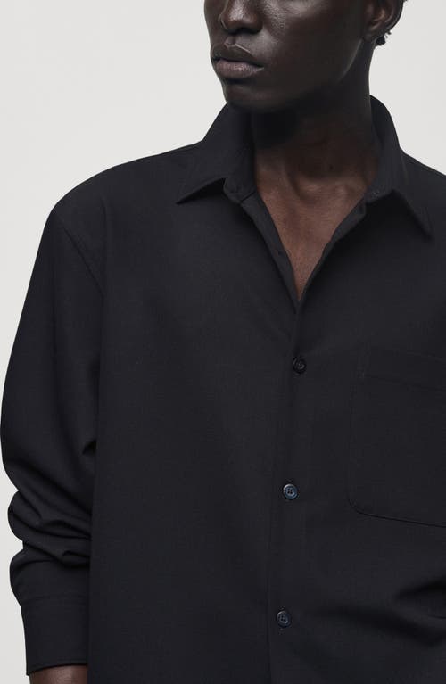 Mango Regular Fit Stretch Button-up Shirt In Dark Navy