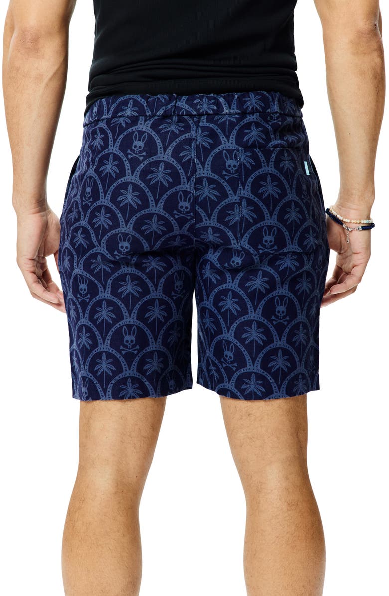 Psycho Bunny Brad Print Linen & Cotton Shorts, Alternate, color,
