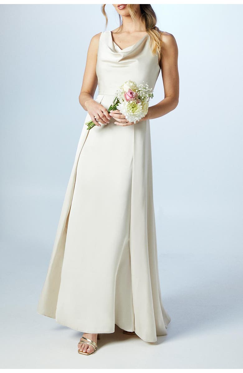 Coast Sleeveless Cowl Neck Bridesmaid Dress, Alternate, color, Champagne