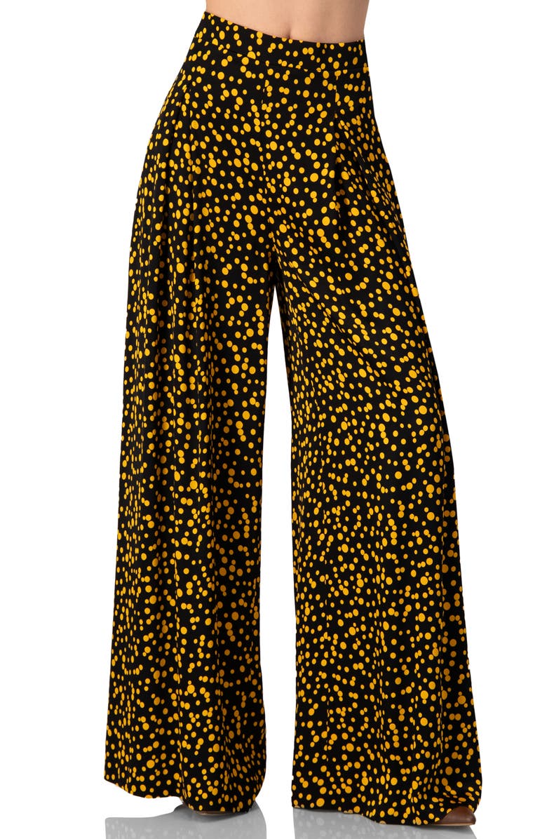 IVONNE Wide-Leg Polka Dot Pants, Main, color, Black