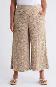 Print Crop Wide Leg Pants