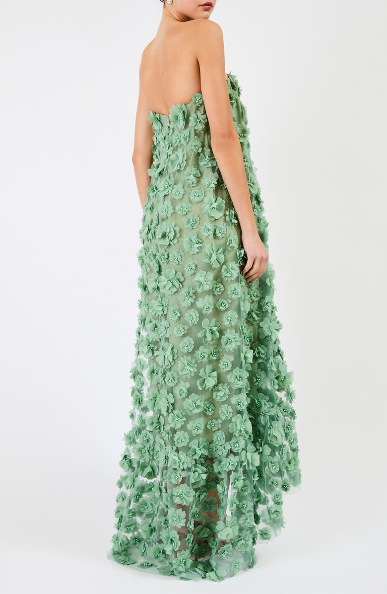 HELSI Athena Floral Appliqué & Sequin Strapless Gown, Alternate, color, Sage