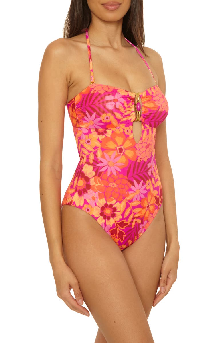 Becca Copacabana Bandeau One-Piece Swimsuit, Alternate, color, Pink Multi