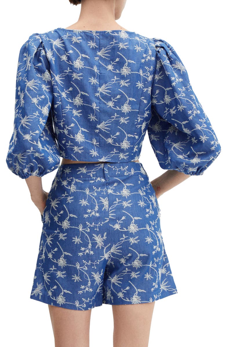 MANGO Embroidered Puff Sleeve Top, Alternate, color,
