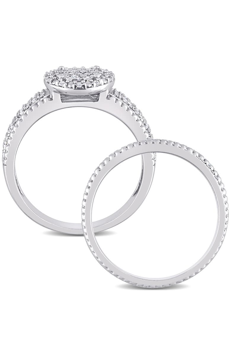Julianna B. Diamond Cluster Bridal Ring Set, Alternate, color, Sterling Silver
