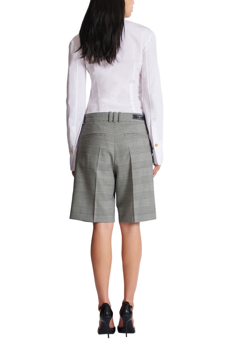 Balmain Darted shorts with Prince of Wales check, Alternate, color, Black