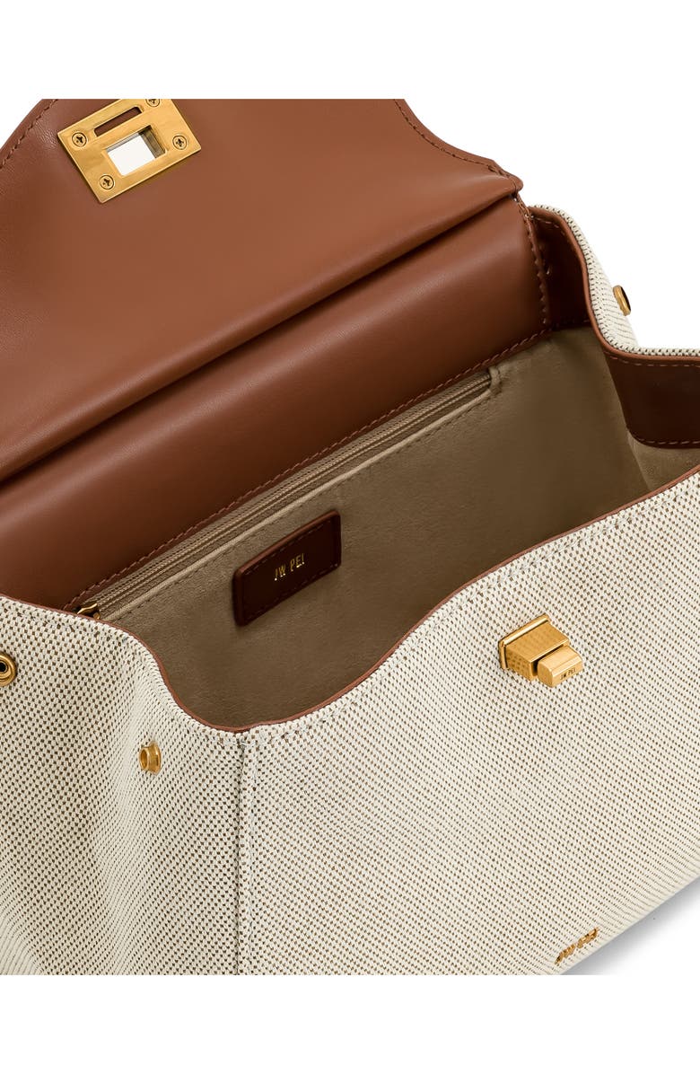 JW PEI Lucia Faux Leather Top Handle Bag, Alternate, color, Brown Canvas