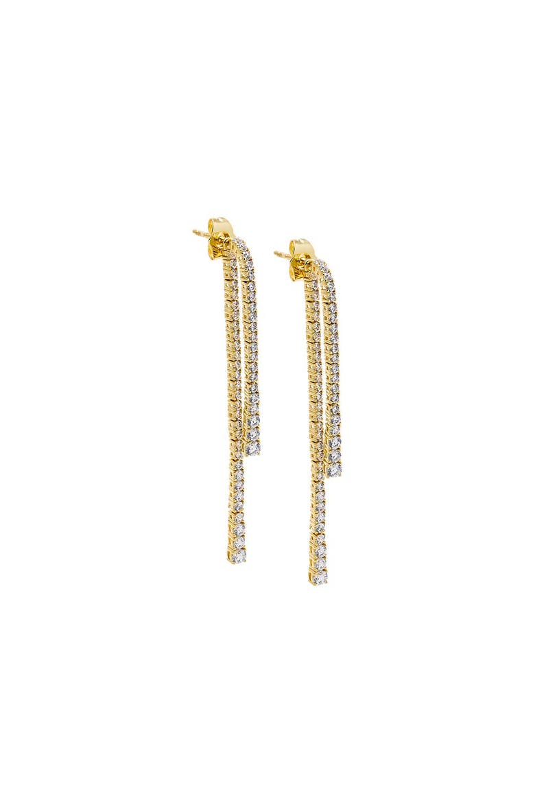 CZ Double Graduated Tennis Stud Earring, Main, color, Gold