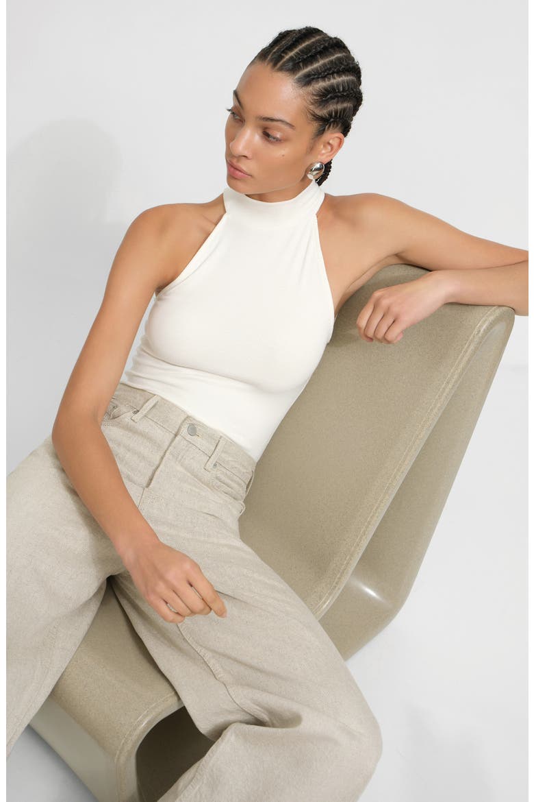 Doris Mock Neck Sleeveless Rib Bodysuit, Alternate, color, OFF-WHITE