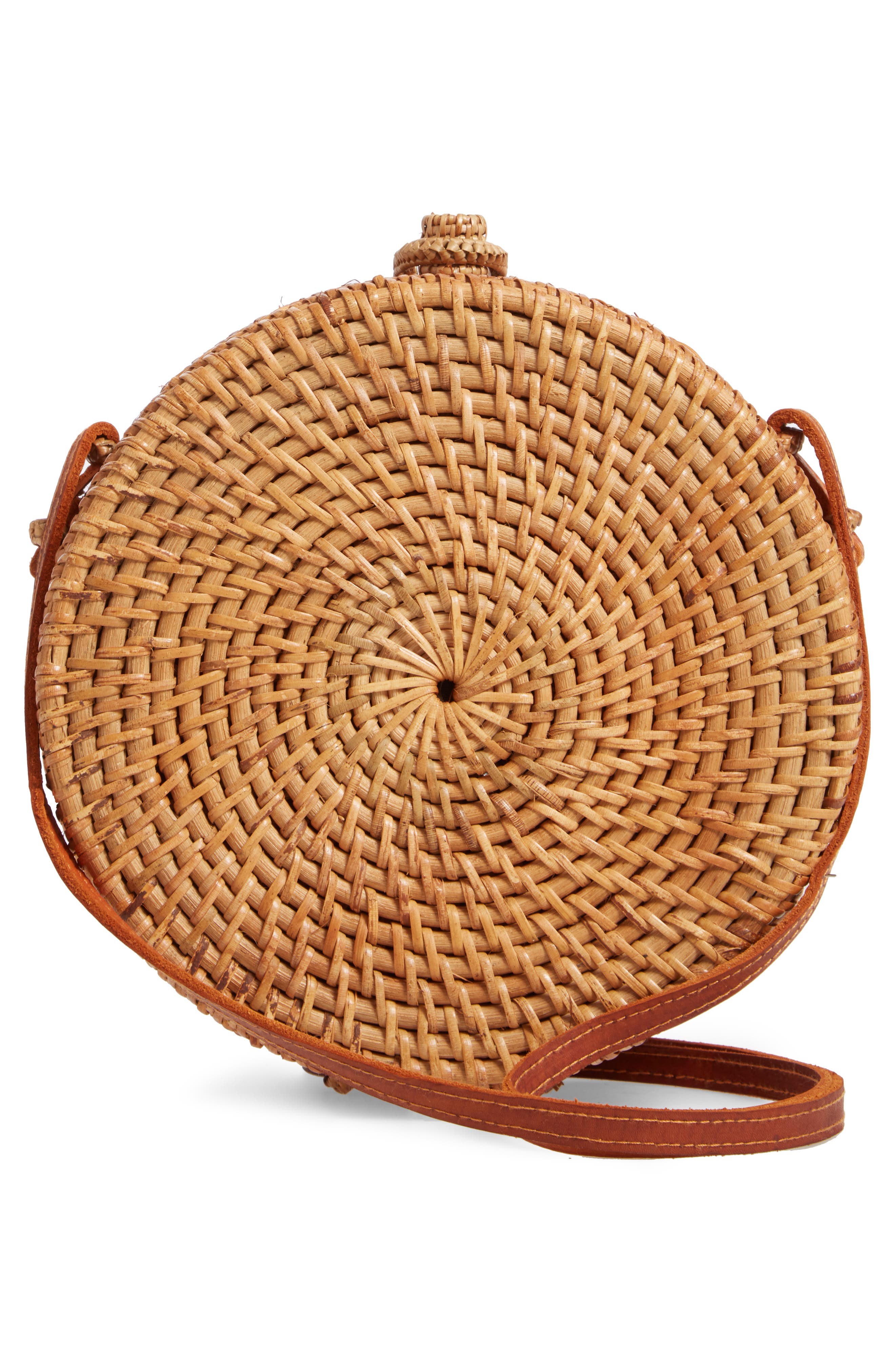 Woven Rattan Circle Crossbody Bag, Alternate, color, TAN/ TAN