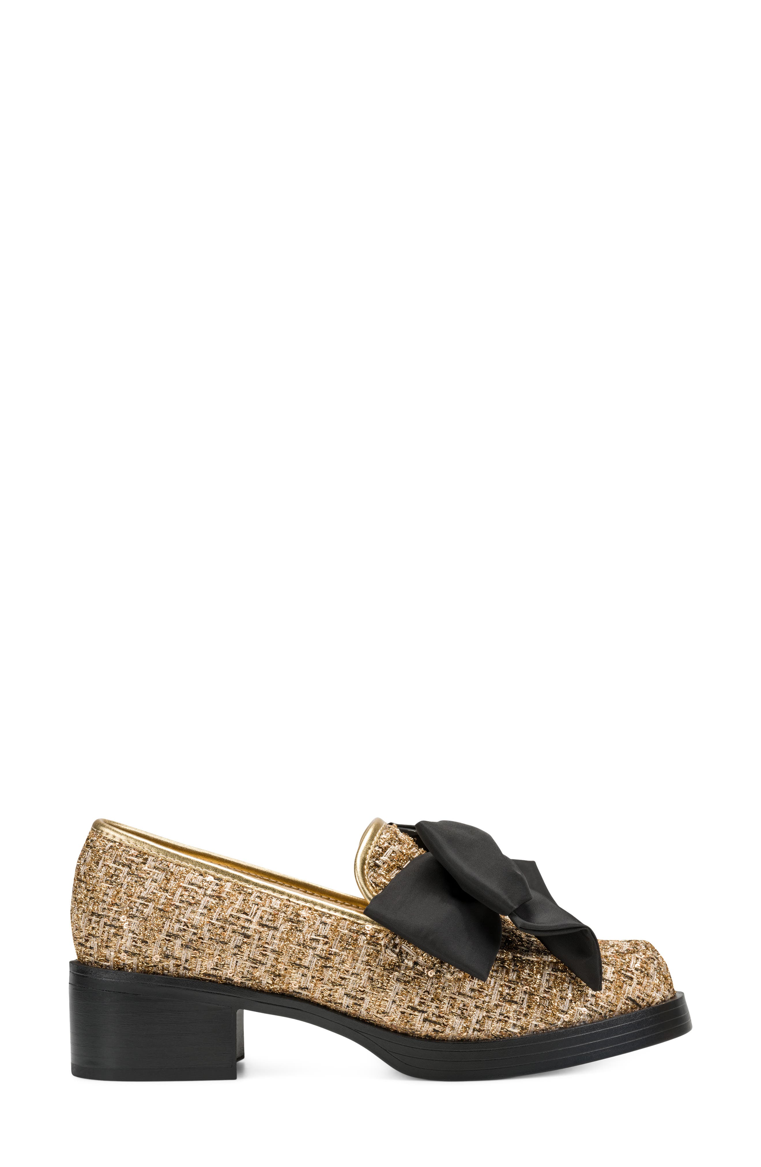 Camilia Bow Loafer, Alternate, color, GOLD