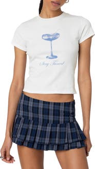 EDIKTED Tuned In Stretch Cotton Graphic Baby Tee