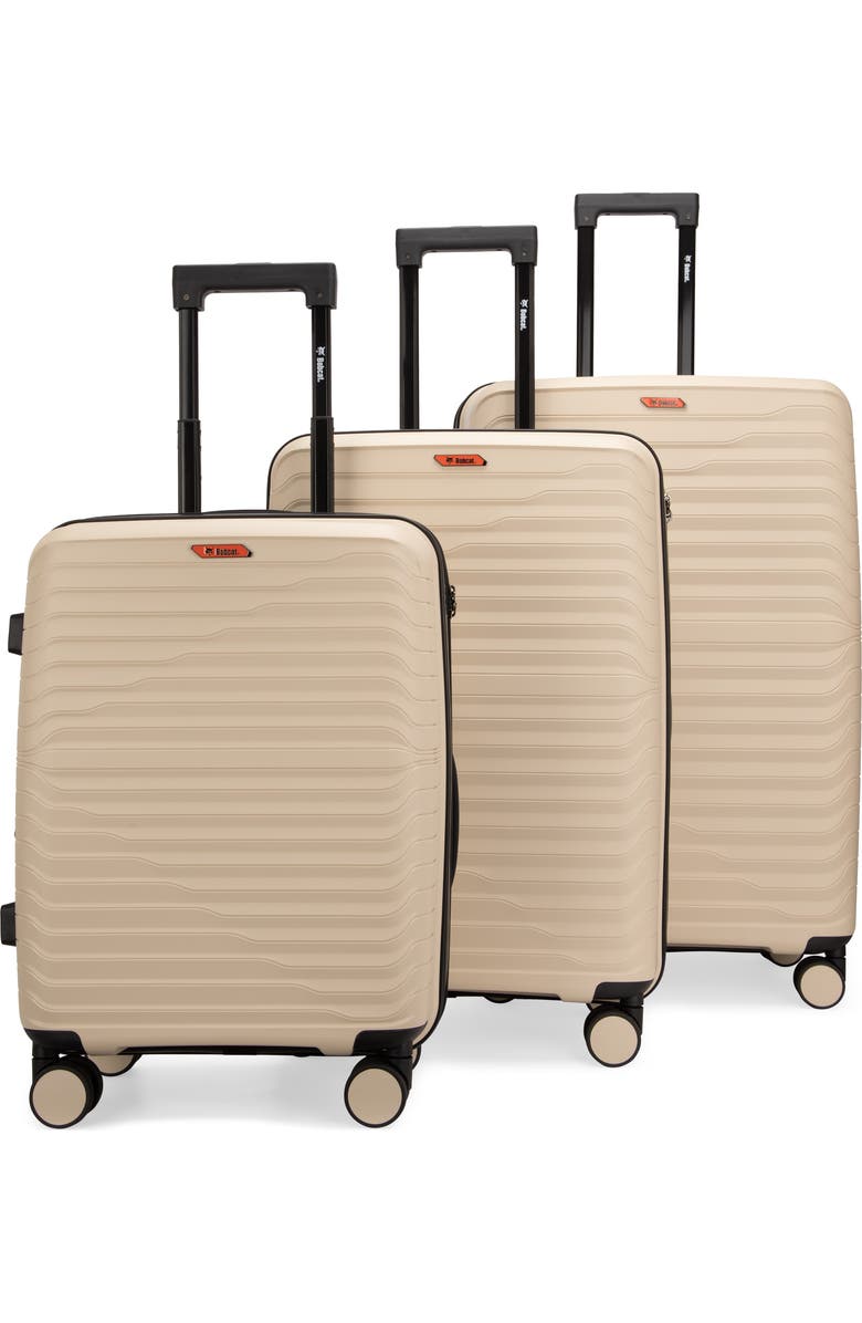 Bobcat Excavator 3 Piece Expandable Spinner Luggage Set with TSA Lock, Main, color, Khaki