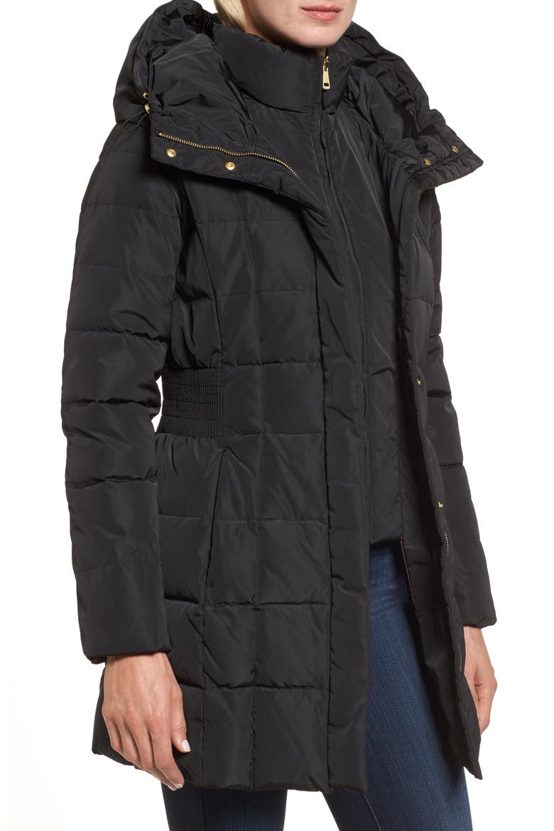 Hooded Down & Feather Jacket, Alternate, color, BLACK