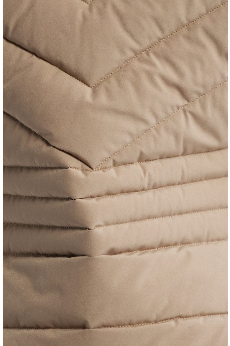Faux Fur Trim Quilted Vest, Alternate, color, TAUPE