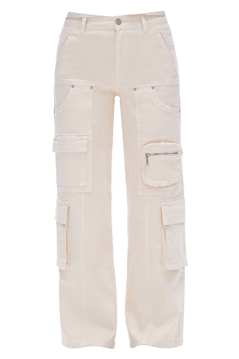 Paneled Wide Leg Cargo Jeans, Alternate, color, OFF WHITE