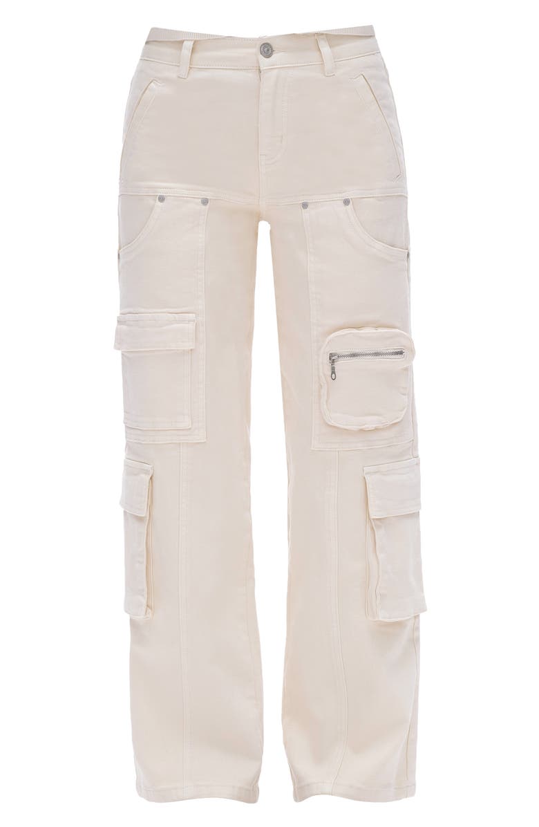 Bayeas Paneled Wide Leg Cargo Jeans, Alternate, color, Off White