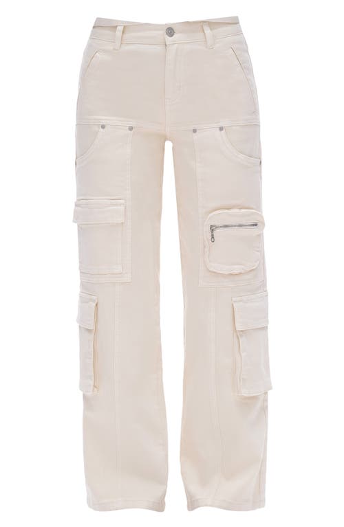Bayeas Paneled Wide Leg Cargo Jeans In White