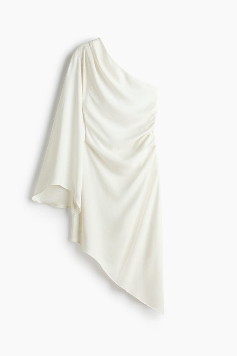 Draped Asymmetric Dress, Alternate, color, Ivory