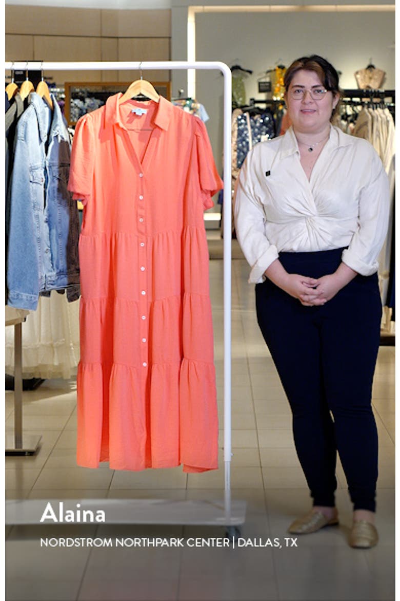 Puff Sleeve Tiered Maxi Shirtdress video