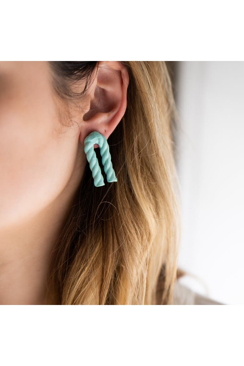 Bent Twizzle Earrings, Alternate, color, Seafoam